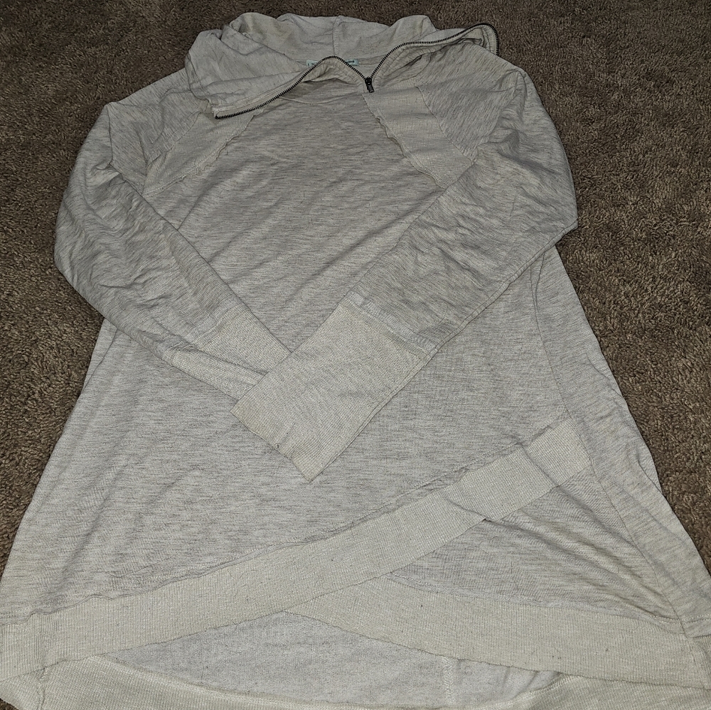 Cowl neck with zipper detail top